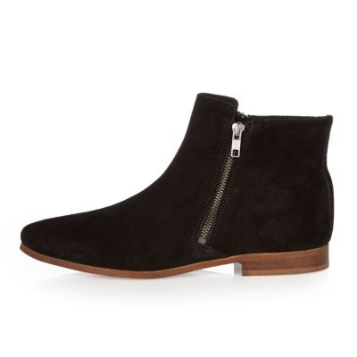 Black suede zipped Chelsea boots